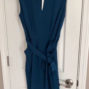 Grace Karin Teal Midi Dress with Tie Waist NEW WITH TAGS size large